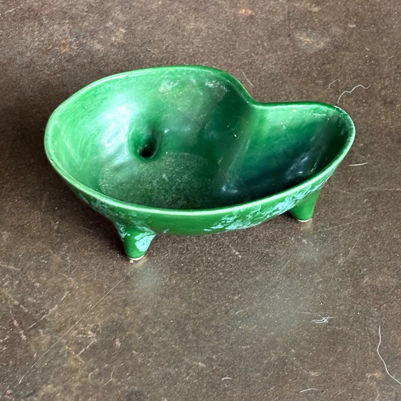 Vintage MCM Green Speckled kidney Shape Planter - Picture 3 of 5